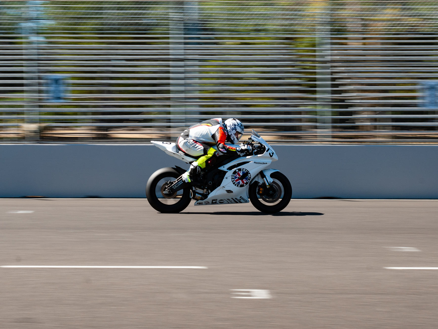 Used KTM Super Duke racing on track with motion blurred background