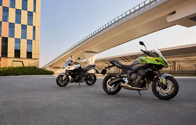 two parked motorcycles